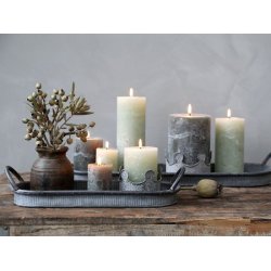 Bloklys H10/7 cm rustik oliven grn